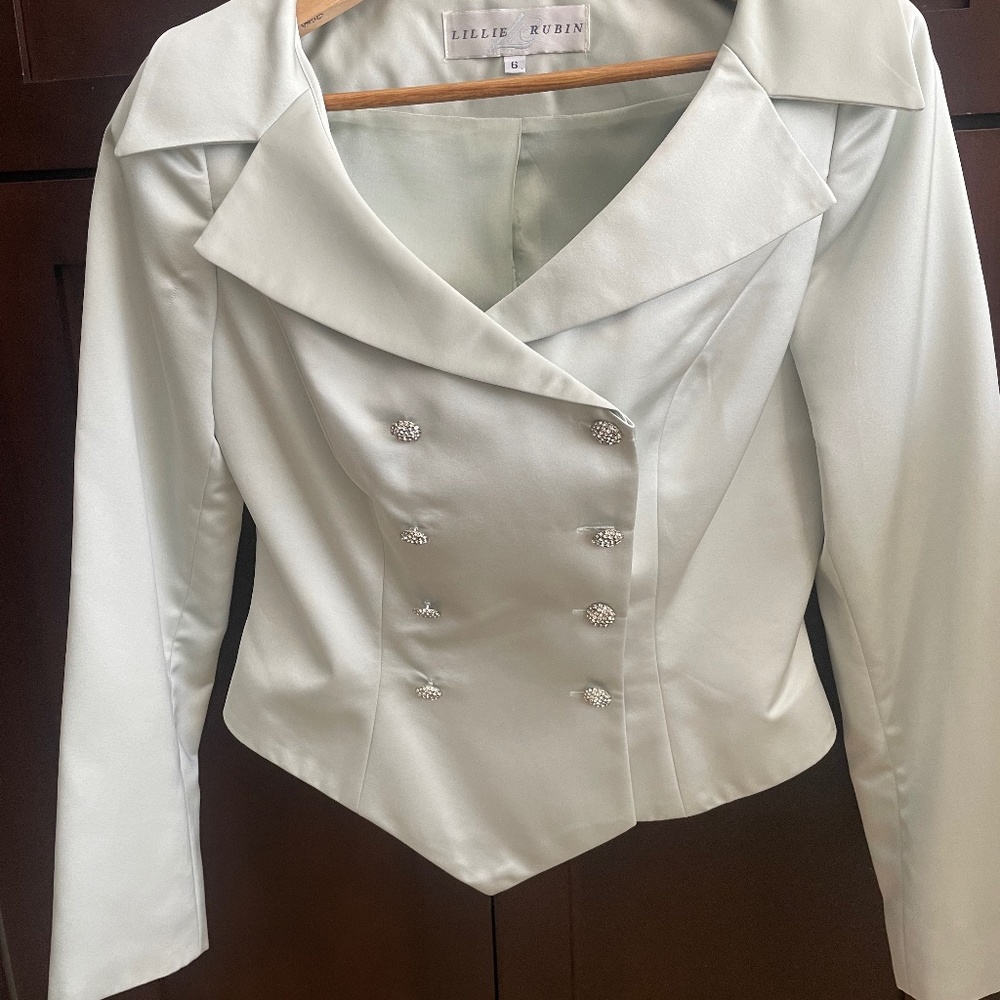Satin Lilly Rubin Jacket and Ankle Length Skirt With Slit
